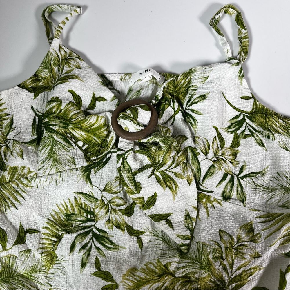 White & Green tropical summer tie summer tank top small